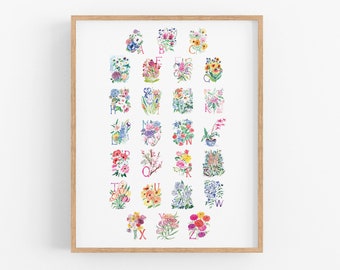 Floral Alphabet Fine Art Print