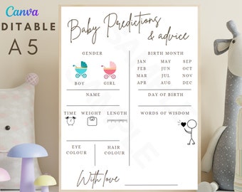 Editable Baby Predictions Download - Predictions and Advice Cards