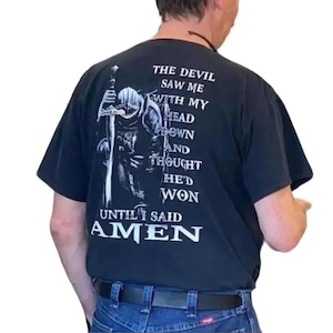 The Devil Saw Me With My Head Down And Thought He Would Won Until I Said Amen Shirt, Trendy Graphic Hoodie, Christian Sweatshirt