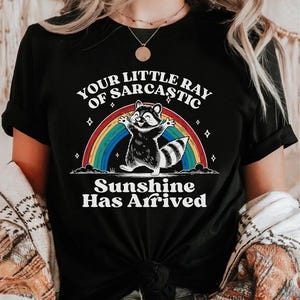 Little Ray of Sarcastic Sunshine Comfort Colors T-Shirt, Vintage Raccoon Sweatshirt, Funny Sarcastic Meme Retro Hoodie, Aesthetic Tee