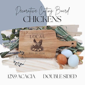 Farm Animals Cutting Board, CHICKENS, Farmhouse Kitchen Decor, Gift for Farmers, Cheese Board, Serving Board, Christmas