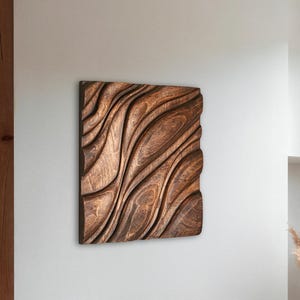 Parametric Wave Wood Wall Art - Rustic Carved Wood Panel