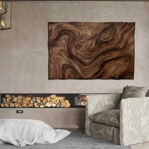 Hand-Carved Wood Wave Wall Art: Customizable Rustic Decor