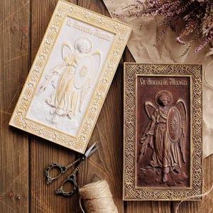 Rectangular Religious Icon With Frame of Saint Michael, Archangel ...