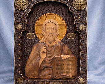 Holz Ikone Jesus Holzschnitzerei: Katholisches, religiöses Geschenk