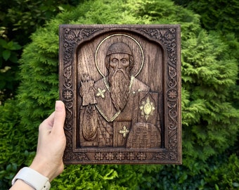 Woodcarving Religious Icon Orthodox Icon Home Décor Byzantine Wood