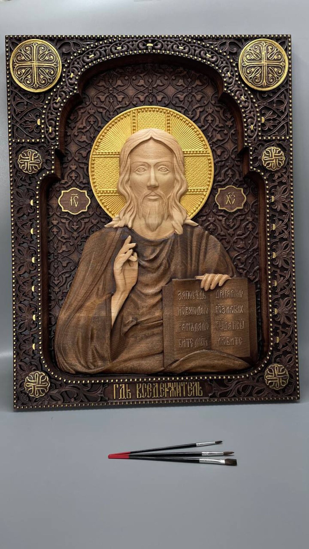 Handmade Jesus Christ Icon: Greek Orthodox Art on Wood - Etsy
