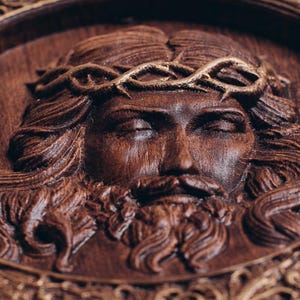 Handmade Jesus Christ Pantocrator Icon: Greek Orthodox Wood Wall Art