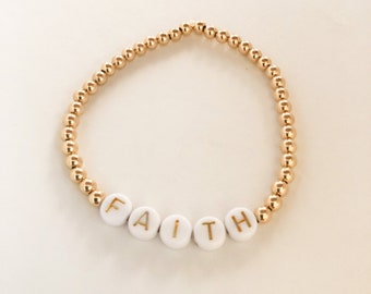 Gold Bead Name Bracelet