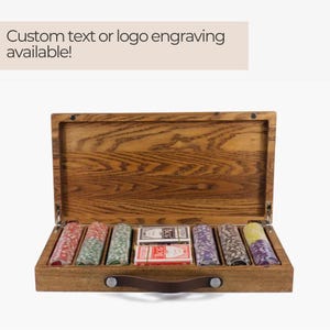 Personalized Walnut Poker Set - 300 Plastic Chips, Free Personalization, Gift for Him, Poker Lover Gifts, Handmade Poker Set