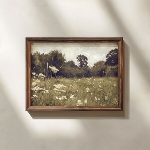 Vintage Summer Meadow, Oil Painting, Digital Print, Printable Wall Art, Landscape Painting, Wild Flowers Field, Cottage Aesthetic Room Decor