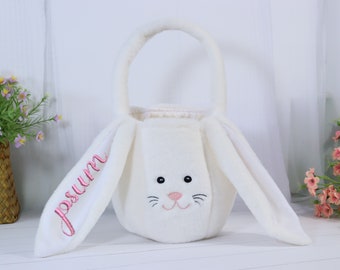 Cesta de Pascua de felpa personalizada, cubo de Pascua bordado, cesta de conejito para niños con nombre, bolsa de Pascua personalizada, regalo para niños niñas niño, regalo de Pascua