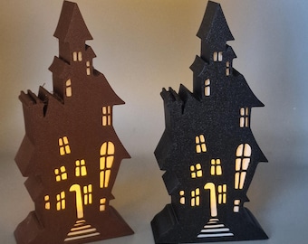 Portavelas de casa embrujada de Halloween impreso en 3D: decoración gótica espeluznante