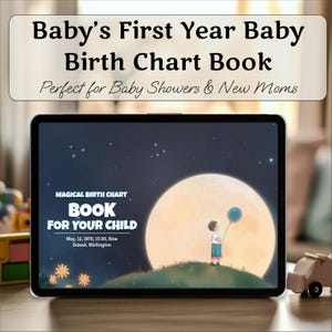 Livro do primeiro ano do bebê, livro astrológico personalizado para bebês, lembrança personalizada para menino ou menina, mapa natal do bebê, presente espiritual para pais