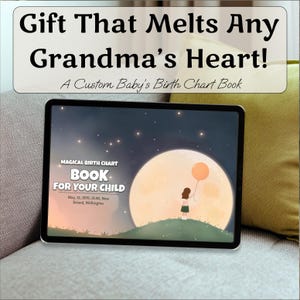 Libro de astrología para bebés, regalo para la abuela, carta astral personalizada en PDF, regalo digital para la abuela, la nueva mamá, el nuevo papá, recuerdo para baby shower.