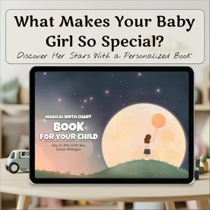 Presente personalizado para bebê menina, presente astrológico exclusivo para recém-nascido em PDF, livro de mapa astral para recém-nascido, presente personalizado para novos pais