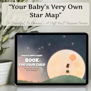 Presente personalizado para bebê, livro astrológico personalizado para bebê, diário de mapa natal para bebê, presente para menino ou menina, lembrança para nova mamãe ou papai em PDF