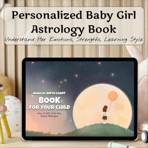 Presente para bebê menina: livro de astrologia exclusivo e personalizado para recém-nascida, lembrança digital para recém-nascido, diário para bebê em PDF, gráfico de nascimento personalizado