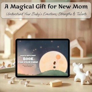 Presentes para mães de primeira viagem, livro de mapa natal personalizado para bebês, astrologia infantil em PDF, presente para recém-nascidos, presente para recém-nascidos, mapa natal para bebês