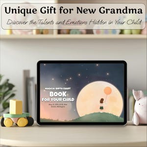 Regalos para la nueva abuela, libro de cartas astrales personalizadas para bebés (PDF), carta natal personalizada, regalo digital para abuelos, recuerdo para el nacimiento de un bebé.