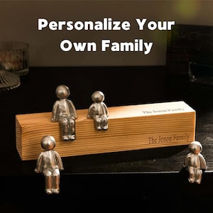 Custom Engraved Family Metal Sculpture Personalized Figurines Wooden Home Decor Personalized Your Own Family Family Gifts Custom Art Decor