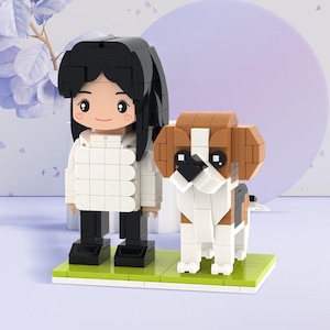 Custom Brick Figure Set with Adorable Dog Personalized Cute Brick Figure Small Particle Block Toy Custom Mini Toy Unique Gift for Pet Lovers