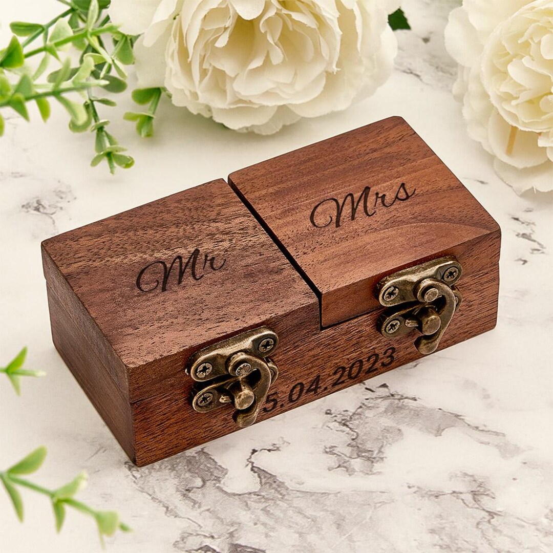 Custom Double Ring Boxes Personalized Wood Ring Bearer Box - Etsy