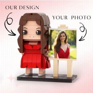 Custom Mini Brick Figure with Photo Frame Full Body Personalized Brick Style Figure Brick Toy Gift Brick Me Figures Unique Gift for Her