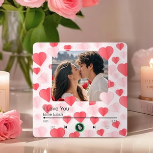 Custom Photo Music Fridge Magnet Personalized Photo Music Fridge Magnet Customized Magnet Gift For Couples Custom Photo With Hearts Upgrade