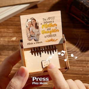 Personalized Wooden Photo Music Box With Custom Song or Voice Custom Mother and Daughter Music Box Gift for Mother Voice Recording Mom Gift
