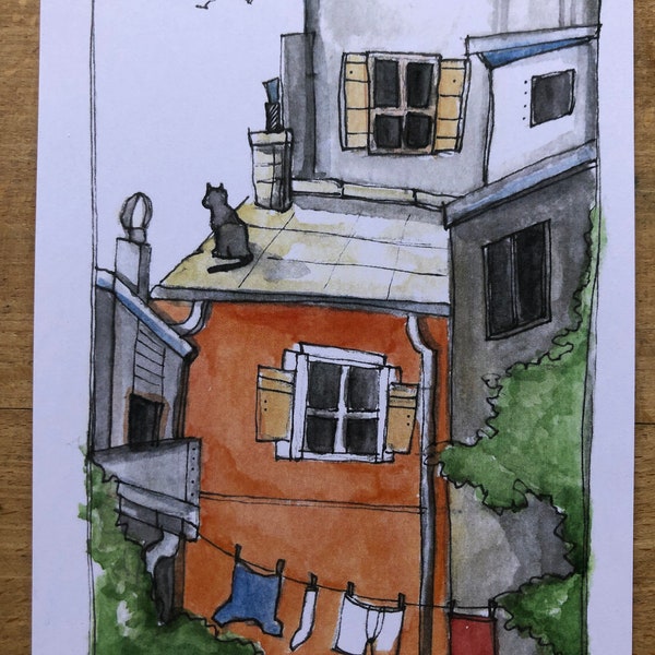 Aquarelldruck Postkarte Italien