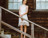 Persephone by Elika In Love. A Victorian inspired short lace wedding dress. A gorgeous illusion lace dress, where Modern meets Boho Chic.
