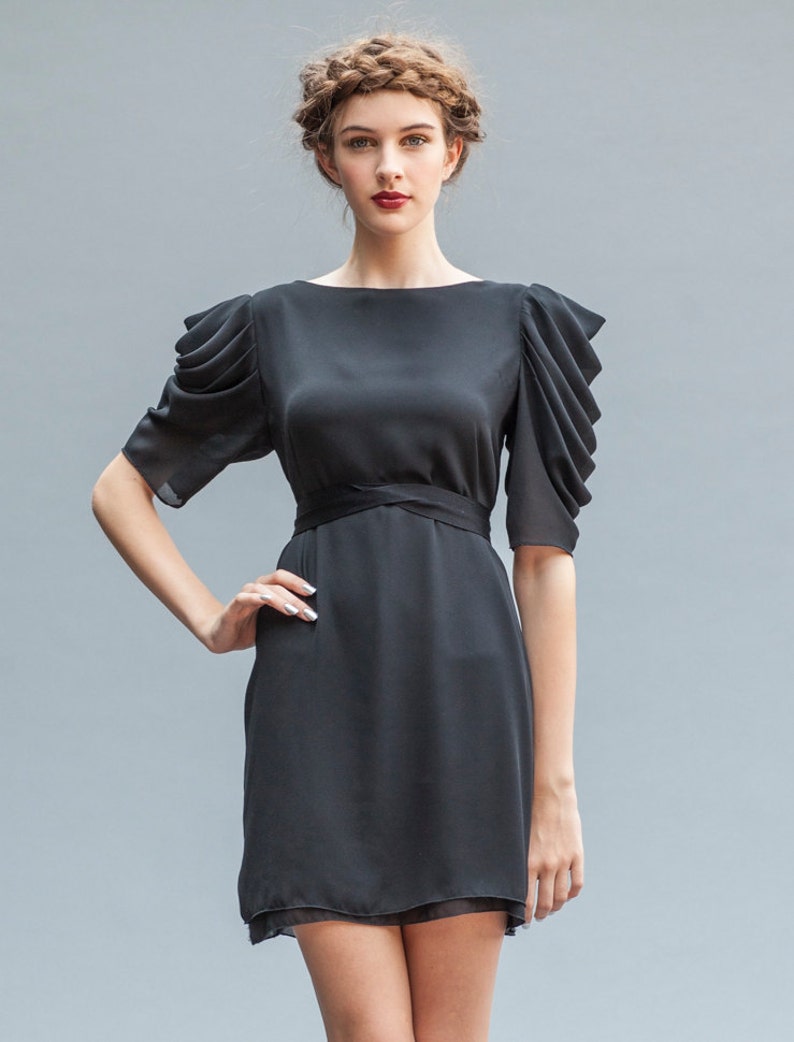 Black Tulip Sleeve Dress Party Dress LBD Little Black Etsy