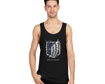 Attack on titan Tank Top, Anime Muscle Shirt, Manga Graphic Tee, Eren Jaeger Shirt, Survey Corps Fan Gift