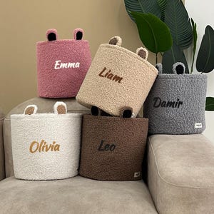 Personalisierter Teddy-Korb für Baby | Benutzerdefinierte Name Spielzeug Lagerung | Kinderzimmer Dekor & Geschenkidee | Neugeborene Geschenkidee | Baby Spielzeug Aufbewahrung | Baby Name