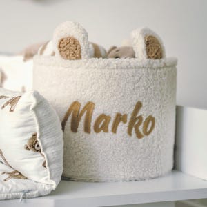 Personalisierter Teddy-Korb für Baby | Benutzerdefinierte Name Spielzeug Lagerung | Kinderzimmer Dekor & Geschenkidee | Neugeborene Geschenkidee | Baby Spielzeug Aufbewahrung | Baby Name