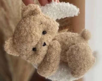Handgefertigte Teddy Bär Weihnachtsschmuck - Plüschbär im Mond, niedliche Weihnachtsbaumdekoration, Filzbär Geschenk, Kinderzimmerdekoration, Andenken