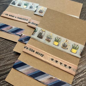 Washi Tape Sample Card – Set of 3 | 3ft Each | Neutral, Botanical & Metallic Designs for Journaling, Planners and Snail Mail