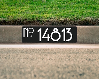 Art Deco Black Curb Number