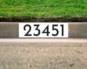 Modern White Curb Number