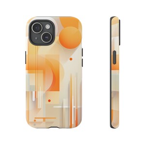 Coque de portable double couche orange Boho Art abstrait pour iPhone 15 14 13 12 11 X, Samsung S23 S22 S21 S20
