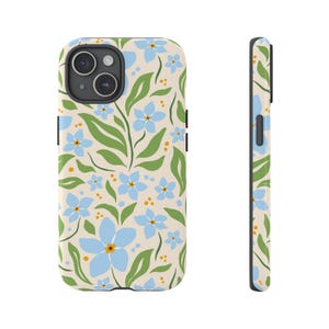 Blue Flower Tough Dual-layer Phone Case Protective Device Cover iPhone Accessory for iPhone 15 14 13 12 11 X, Samsung S23 S22 S21 S20