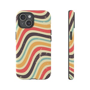Groovy Abstract Art Retro Hippie Tough Dual-layer Phone Case for iPhone 15 14 13 12 11 X, Samsung S23 S22 S21 S20