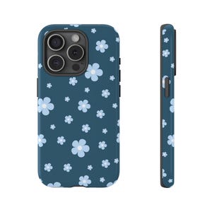 Blue Flower Tough Dual-layer Phone Case Protective Device Cover iPhone Accessory for iPhone 15 14 13 12 11 X, Samsung S23 S22 S21 S20