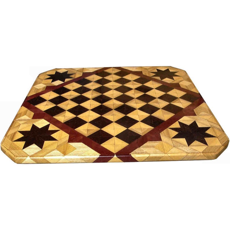 Hackberry, Wenge, Purpleheart with Star Chess Board image 4