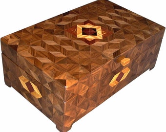 Large Wood Mosaic Humidor: Aunt Sukeys Choice Quilt Pattern