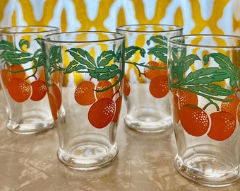 Vintage Anchor Hocking Orange Juice Glasses Set of 4
