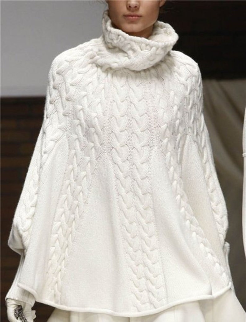 Hand stricken Rollkragen Poncho mit Ärmeln.Wählen | Etsy