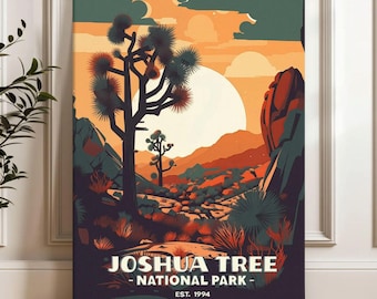 Joshua Tree Canvas Print, Mid Century Modern Desert Wall Art, Retro National Park Decor
