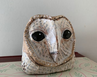 Paper mache owl number two sculpture